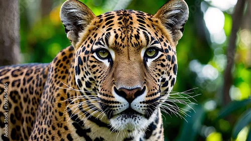 Close-Up of Majestic Leopard in Lush Jungle Setting

 photo