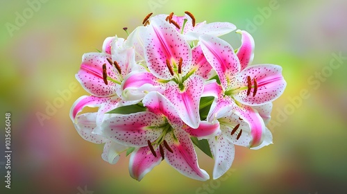 Stargazer Lily Bouquet: A vibrant bouquet of pink and white Stargazer lilies, their petals adorned with dark speckles. The fragrance seems to linger in the air.  photo