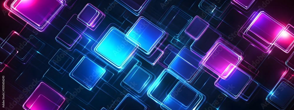 A vibrant vector background featuring neon blue and purple squares arranged in an intricate pattern, creating a futuristic and dynamic design A vibrant vector background featuring neon blue and purple squares arranged in an intricate pattern, creating a futuristic and dynamic design