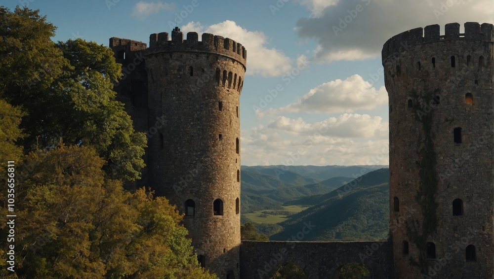 An ancient archer tower surrounded by lush greenery enchants all An ancient archer tower surrounded by lush greenery enchants all