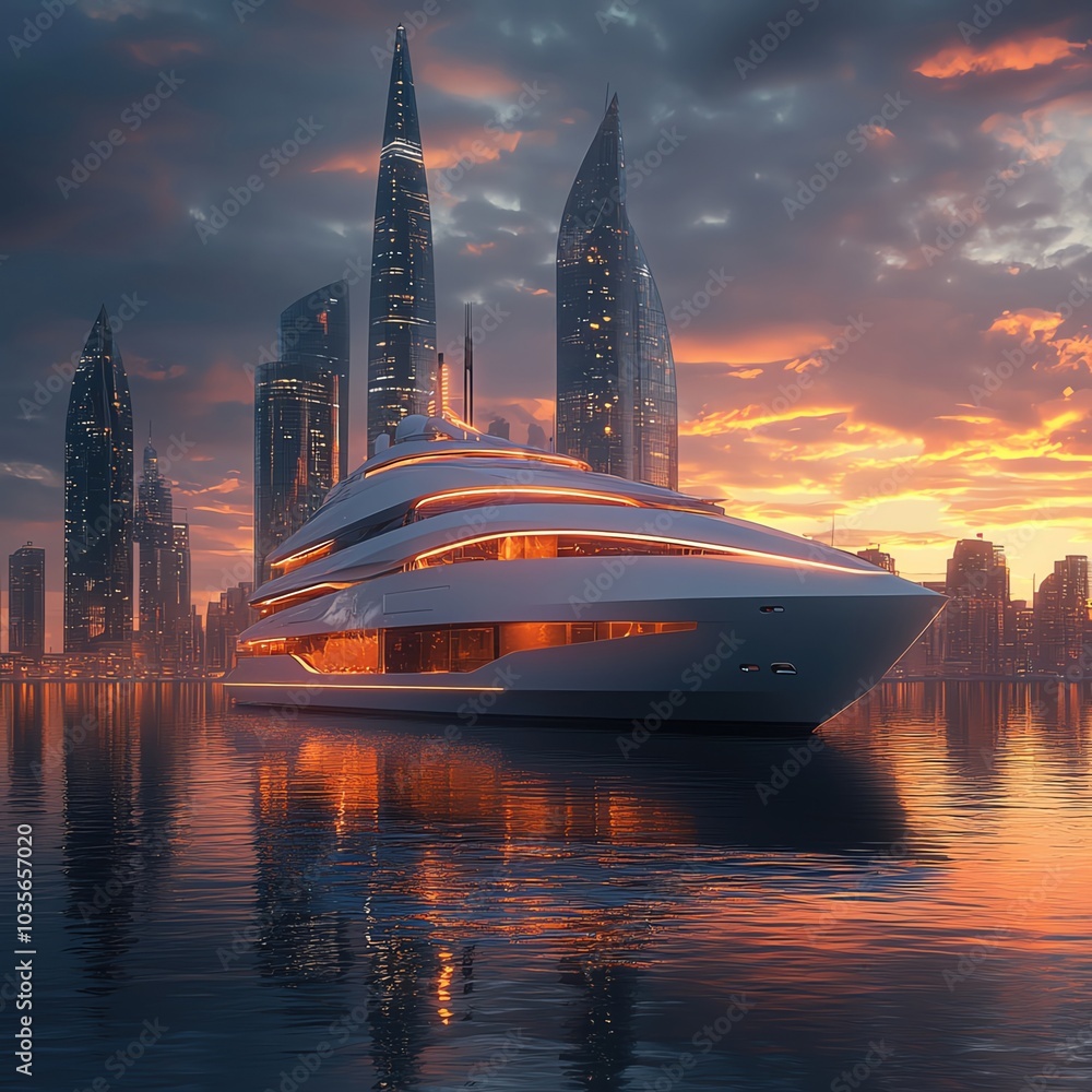 Luxury cruise ship architecture with futuristic curves Luxury cruise ship architecture with futuristic curves