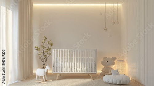 Minimalist nursery, soft lighting