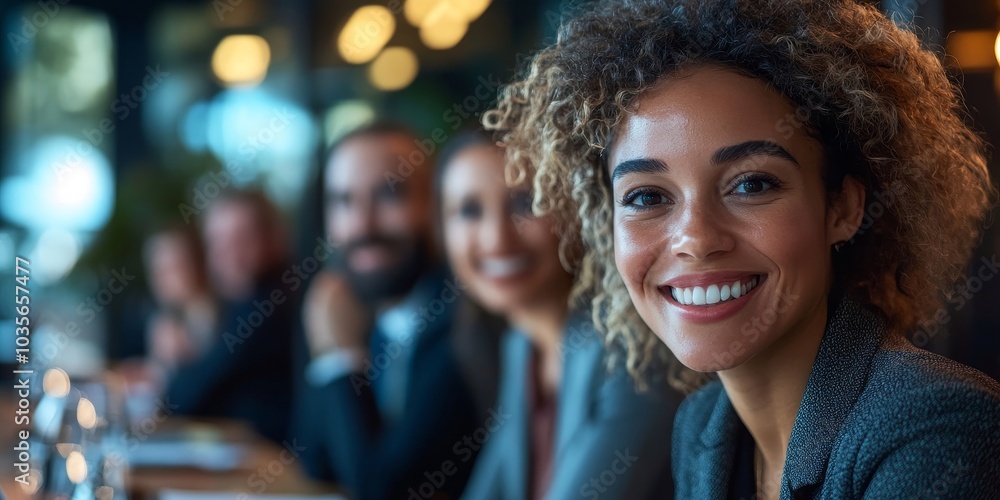 Happy businesspeople attending a virtual briefing with their partners, Generative AI