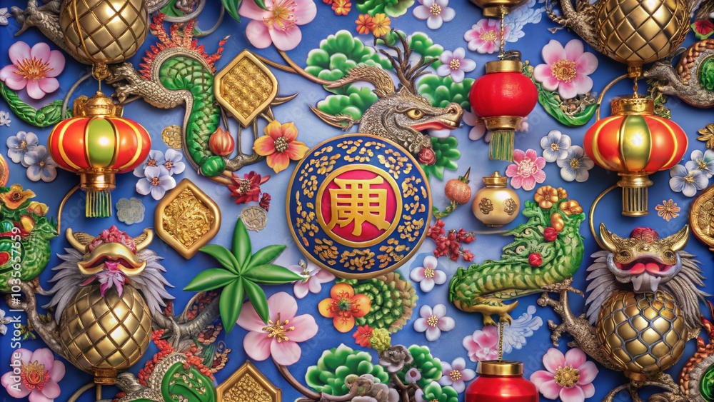 Chinese New Year Good Luck Charm Pattern with Fu Character - Seamless Design for Festive Celebrations Chinese New Year Good Luck Charm Pattern with Fu Character - Seamless Design for Festive Celebrations