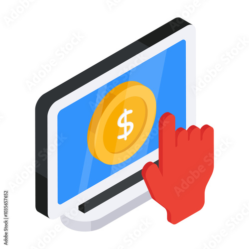Conceptual flat design icon of pay per click

