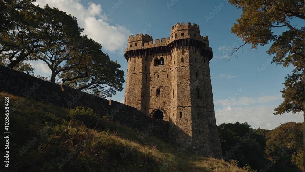 An ancient archer tower with intricate carvings and details An ancient archer tower with intricate carvings and details