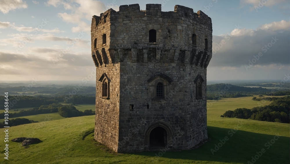 An ancient archer tower with intricate carvings tells tales of old An ancient archer tower with intricate carvings tells tales of old