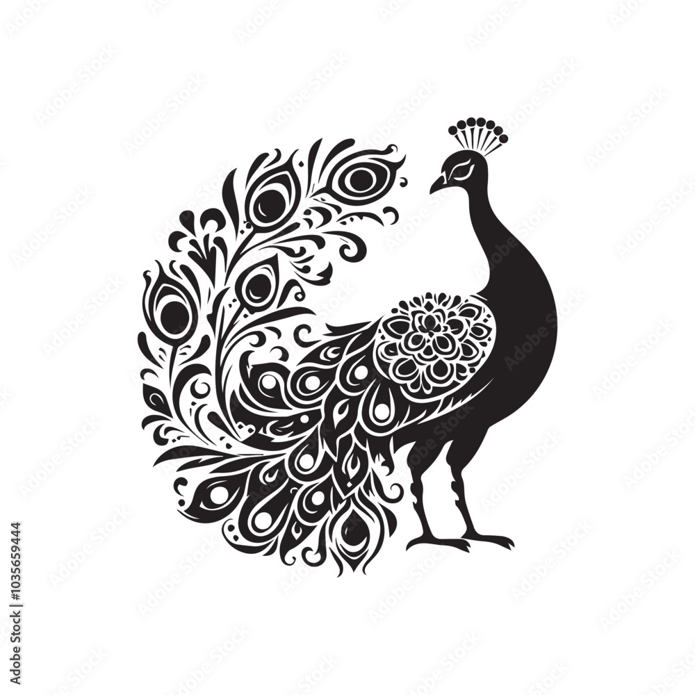 Fototapeta premium The peacock Silhouette vector