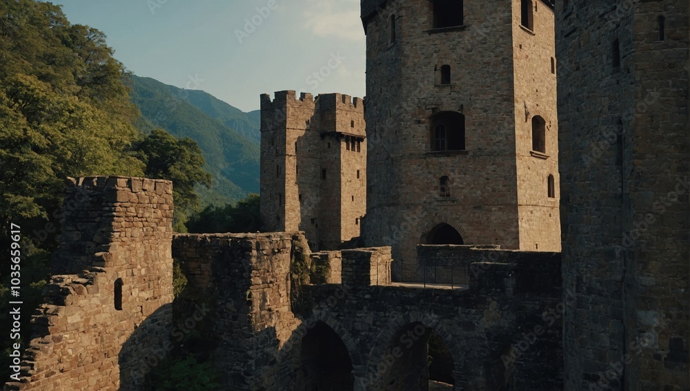 An ancient archer tower with weathered stones and charm An ancient archer tower with weathered stones and charm