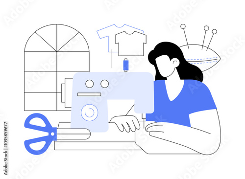 Sewing isolated cartoon vector illustrations.