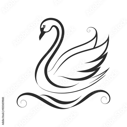 Elegant Swan Minimalist Line Art Vector for Logos and Wedding Invitations photo