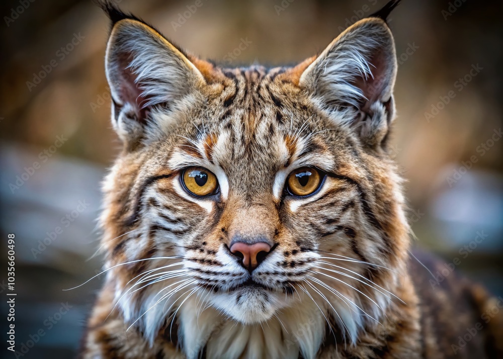Close-Up Long Exposure of a Bobcat Face with Mesmerizing Eyes for Wildlife Photography Close-Up Long Exposure of a Bobcat Face with Mesmerizing Eyes for Wildlife Photography