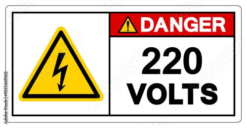 Danger 220 Volts Tag Symbol Sign,Vector Illustration, Isolate On White Background Label. EPS10