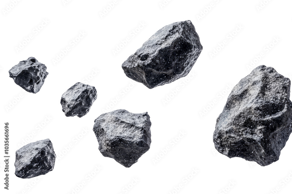 Group of asteroids, space objects on white canvas. Group of asteroids, space objects on white canvas.