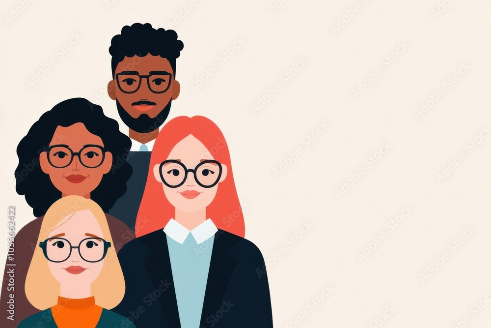 Diverse team working together, promoting fairness, tolerance, and harmony, flat design illustration Diverse team working together, promoting fairness, tolerance, and harmony, flat design illustration