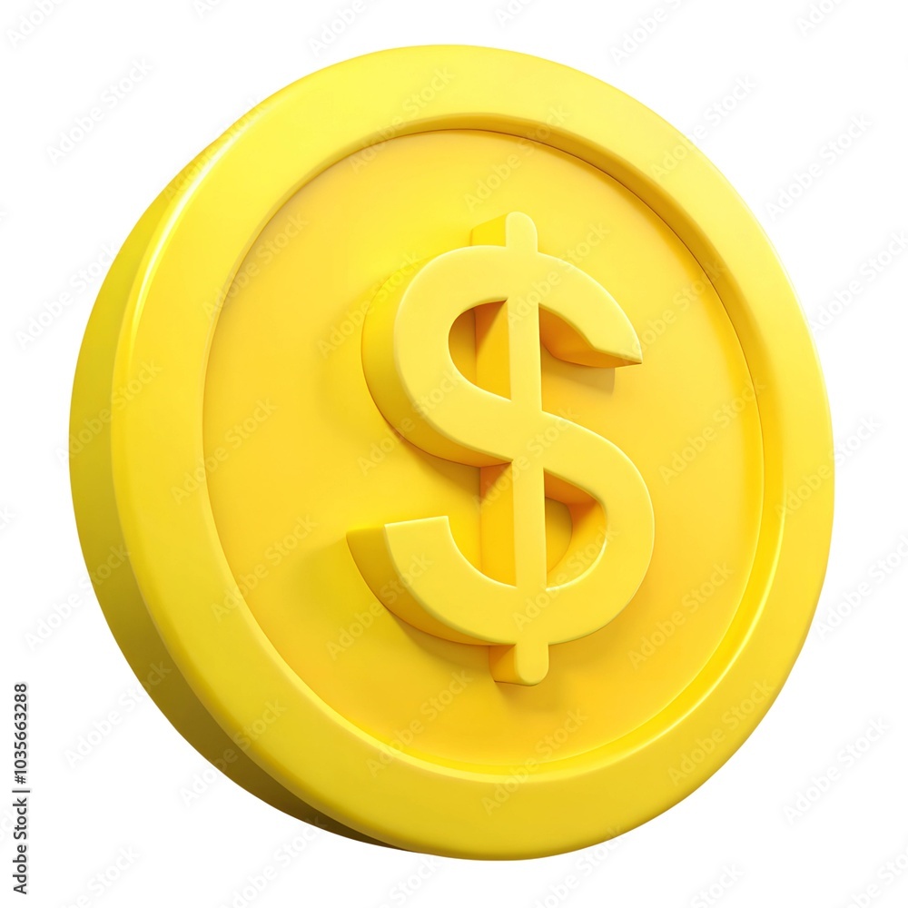 3D Render of a Bright Yellow Coin 3D Render of a Bright Yellow Coin