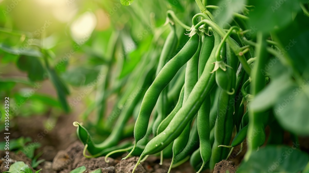 green lobio grows in the garden, Generative AI, green lobio grows in the garden, Generative AI,