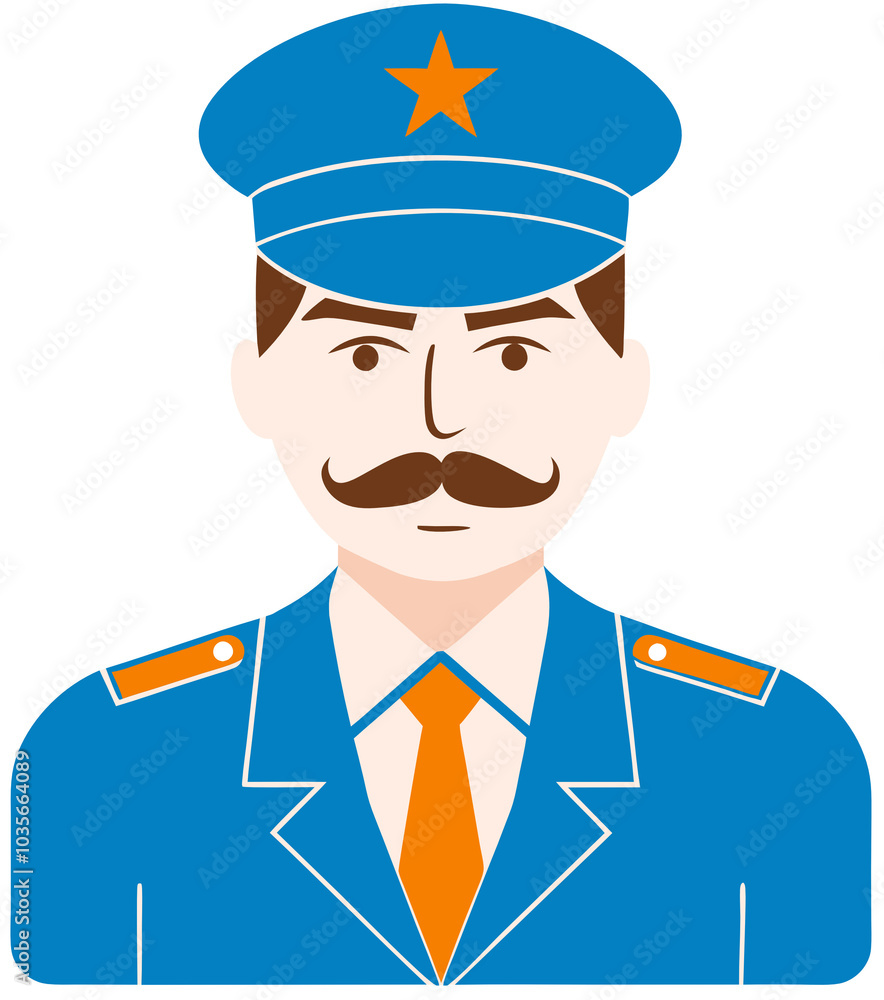 Cartoon character of an army officer Cartoon character of an army officer