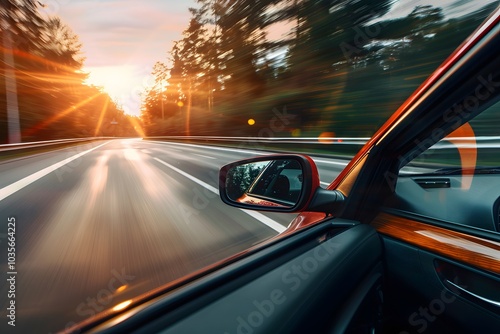 Wallpaper Mural Captivating Sunset Drive: A Glimpse of Speed and Nature's Beauty Torontodigital.ca