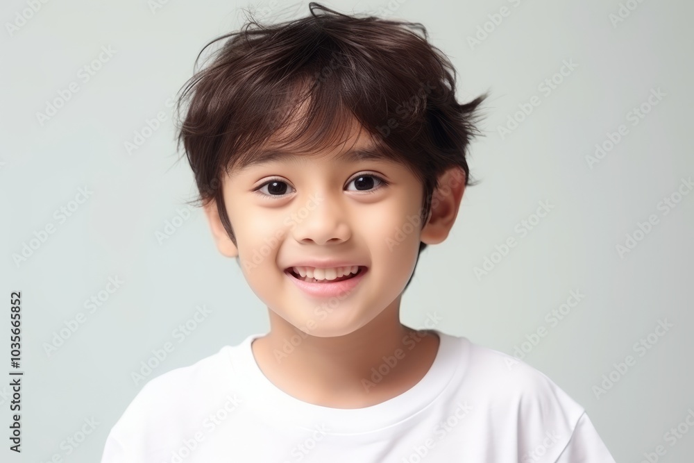 Portrait of a cute little asian boy smiling on gray background Portrait of a cute little asian boy smiling on gray background