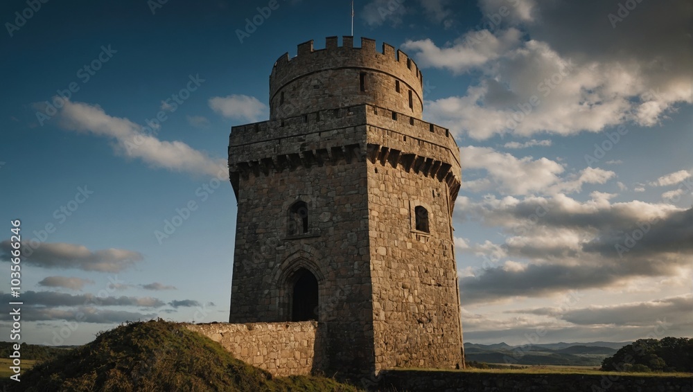 An enchanting archer tower by the river reflects nature's beauty An enchanting archer tower by the river reflects nature's beauty