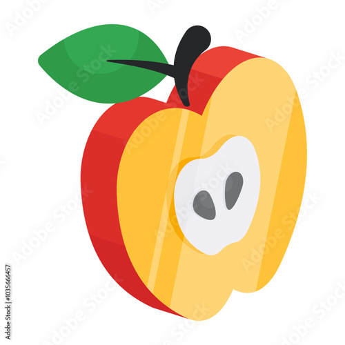 A flat design icon of apple 

