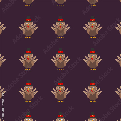 Happy thanksgiving cartoon. Roast turkey pattern for thanksgiving, digital art illustration.