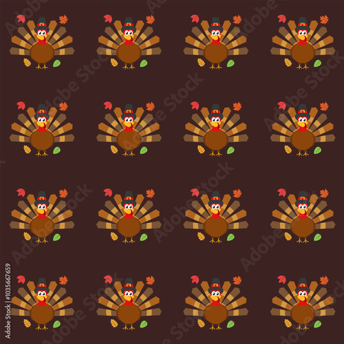 Happy thanksgiving cartoon. Roast turkey pattern for thanksgiving, digital art illustration.