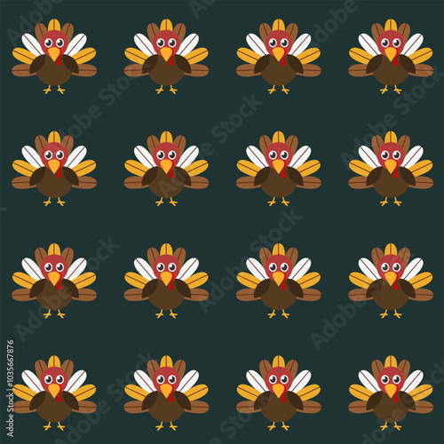 Happy thanksgiving cartoon. Roast turkey pattern for thanksgiving, digital art illustration.