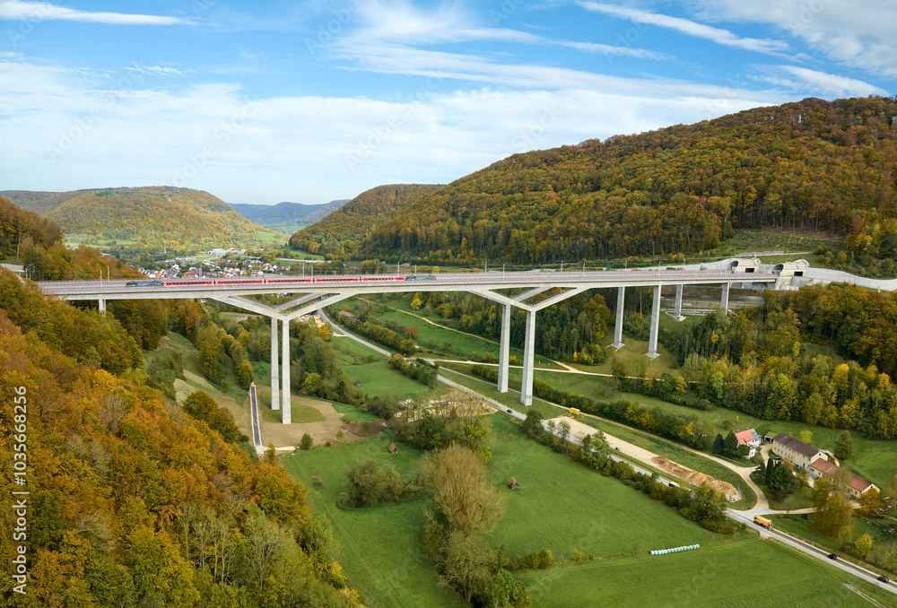 Filstal highspeed railway viaduct on the Swabian Alb between Stuttgart and Ulm, Baden-Wurttemberg, Germany Filstal highspeed railway viaduct on the Swabian Alb between Stuttgart and Ulm, Baden-Wurttemberg, Germany
