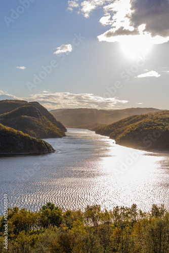 lake and mountains