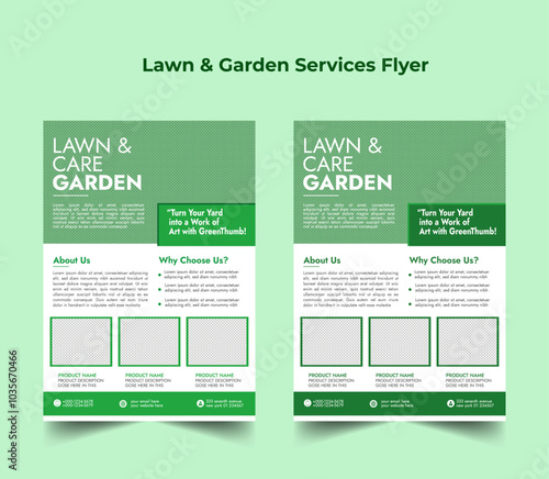 Flyer design template for lawn and gardening services. Design of a poster leaflet for gardening and tree services. Template for lawnmower flyers