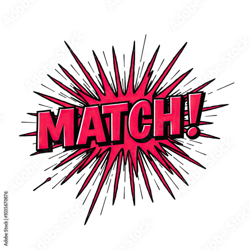 Dynamic MATCH! Text in Pop Art Style for Dating Apps and Matchmaking Services Marketing photo