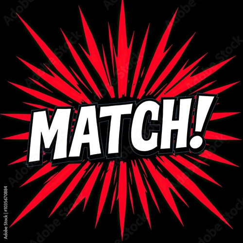 Dynamic MATCH! Text in Pop Art Style for Dating Apps and Matchmaking Services Marketing photo