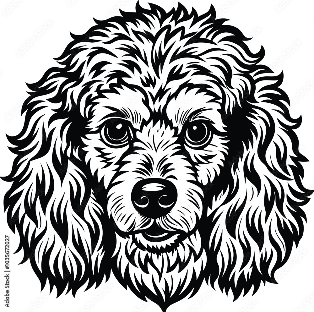hand-drawn line art illustration of a Toy Poodle in a side view hand-drawn line art illustration of a Toy Poodle in a side view