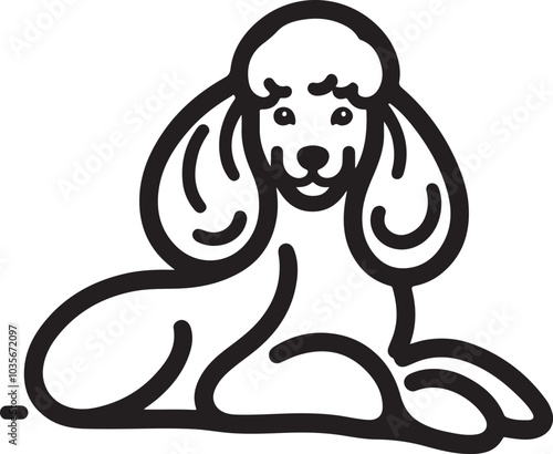 hand-drawn line art illustration of a Toy Poodle in a side view