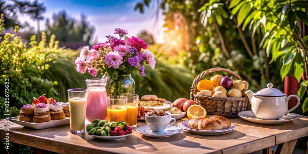 Cozy Breakfast Table with Pastries and Fresh Fruit in Natural Light for a Perfect Morning Cozy Breakfast Table with Pastries and Fresh Fruit in Natural Light for a Perfect Morning