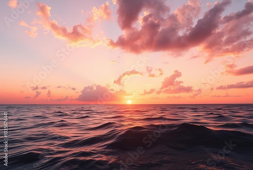 Ocean Sunset Vibrant rays reflecting off calm waters with hues o