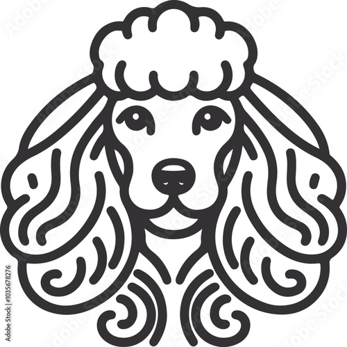 hand-drawn line art illustration of a Toy Poodle in a side view