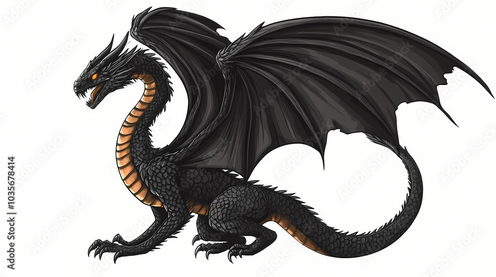 Obraz premium Dragon isolated on transparent background png. Winged Serpent. Illustration
