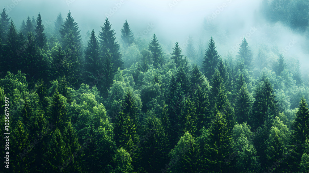 Dense Pine Forest with Towering Trees Creating a Serene Atmosphere in Natural Setting Dense Pine Forest with Towering Trees Creating a Serene Atmosphere in Natural Setting
