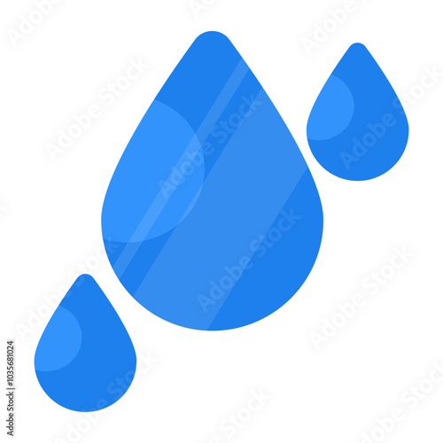 A flat design icon of water drops

