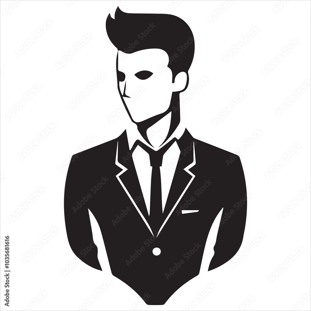 simple cute logo of modern elegant man in a stylish suit ,on a white background simple cute logo of modern elegant man in a stylish suit ,on a white background