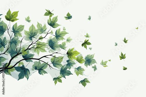 Vine plant, Branch creeper leaf green, Liana tropical nature isolated on white background. Clipping path Include.