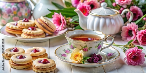 Delicious Cookies with Jam Filling for Afternoon Tea - Perfectly Styled Fashion Photography
