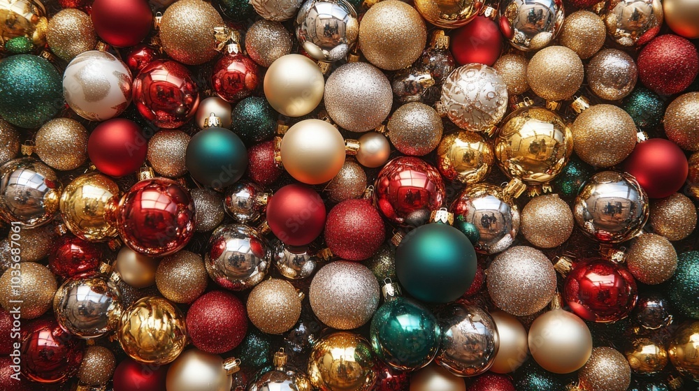 A background completely filled with sparkling Christmas tree ornaments, packed closely together to create a festive, shiny surface. A background completely filled with sparkling Christmas tree ornaments, packed closely together to create a festive, shiny surface.