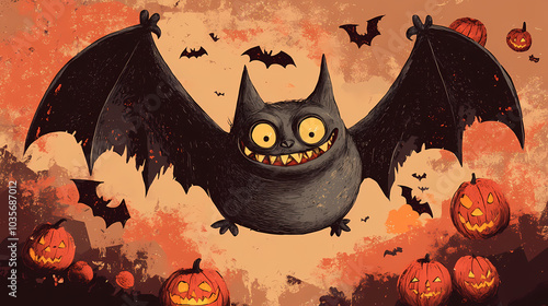 Funny halloween's bat. Giant Ogre. Illustration photo