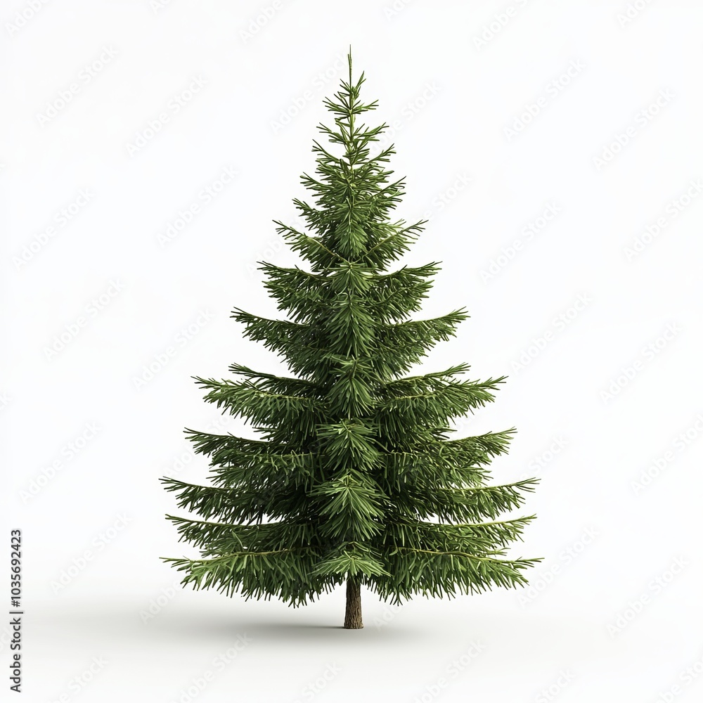Fototapeta premium Realistic green pine tree isolated on white background.