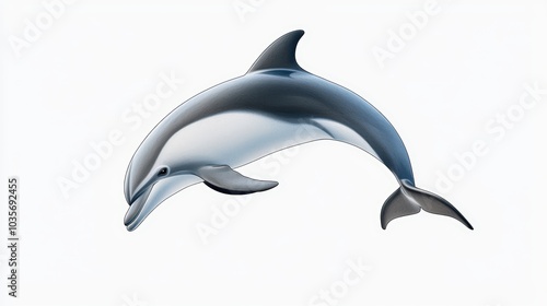 Dolphin leaping, white isolate background