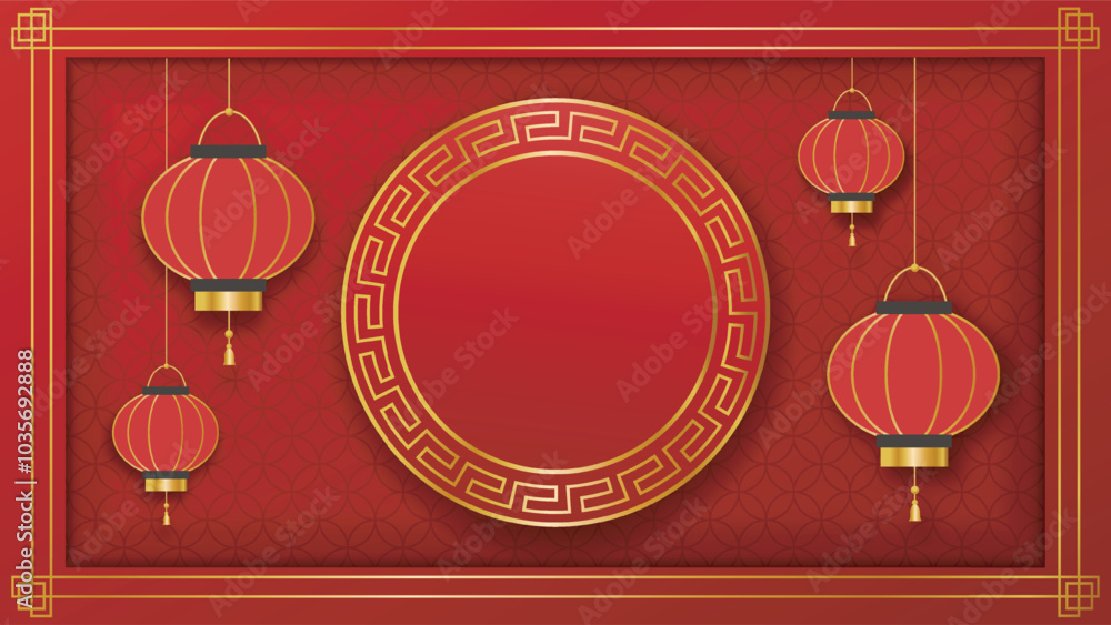 Chinese red banner. Traditional asian holiday and festival. Chinese New Year. Decorative lantern red lamps. Oriental celebration. Cover or banner for website. Realistic vector illustration Chinese red banner. Traditional asian holiday and festival. Chinese New Year. Decorative lantern red lamps. Oriental celebration. Cover or banner for website. Realistic vector illustration